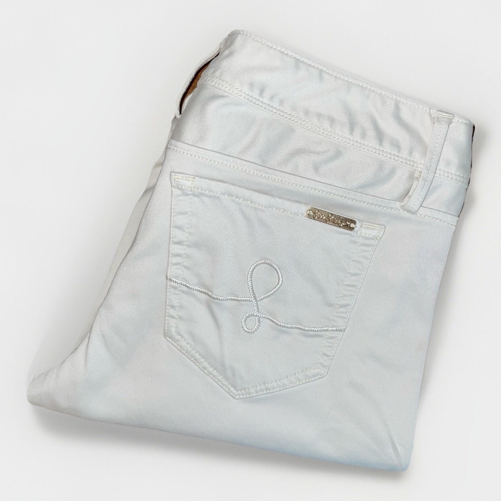 Lilly Pulitzer Worth Skinny Jeans In Cream/Ivory Stretchy w Gold Accents Size: 6